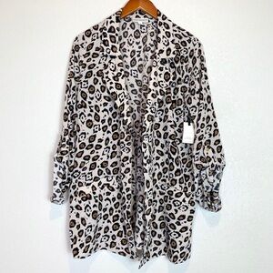 Dana Buchman NEW Open Front Leopard Tunic Cardigan